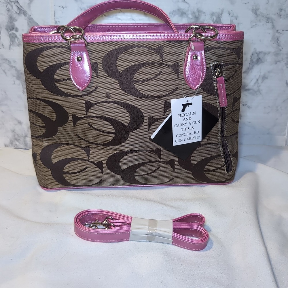 NWT Designer CLETO CONCEALED GUN CARRY Purse Bag Pink Studded Coach Style